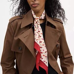 NWT Coach Sculpted Logo C Cherries Print 100% Silk Wide Skinny Scarf Berries NWT